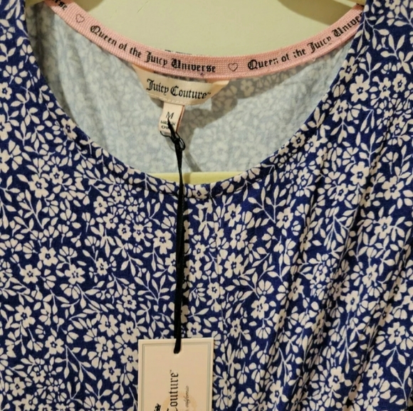 NWT Juicy Couture 3/4 Sleeve Jersey Floral Cross Front Top - Women's Size Medium - Picture 3 of 7
